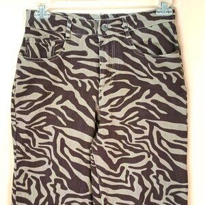 RSQ High Rise Zebra Stripe Jeans  28 Brown Wide Leg Pants